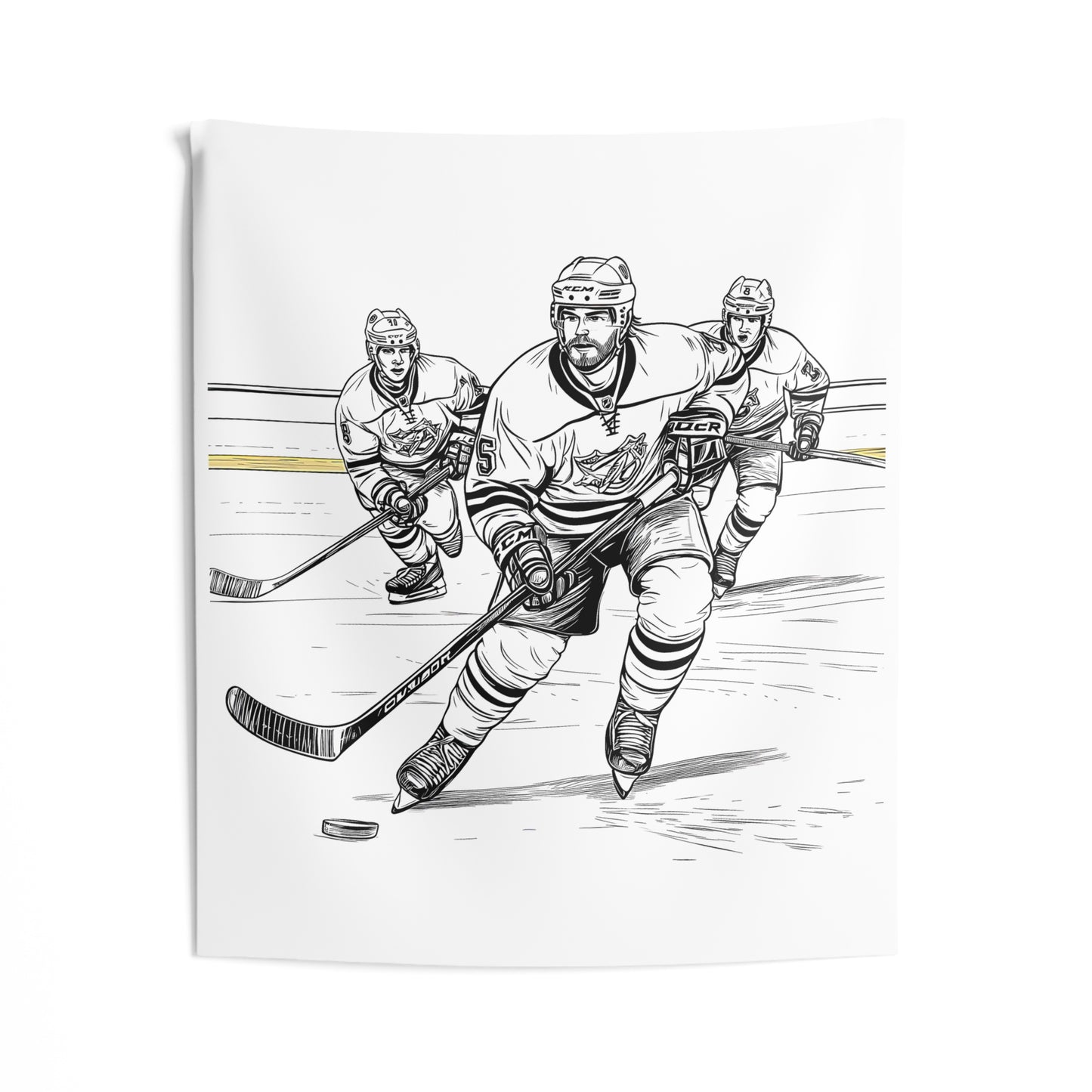 Indoor Wall Tapestries Coloring Kit with 10 Fabric Markers - Ice Hockey