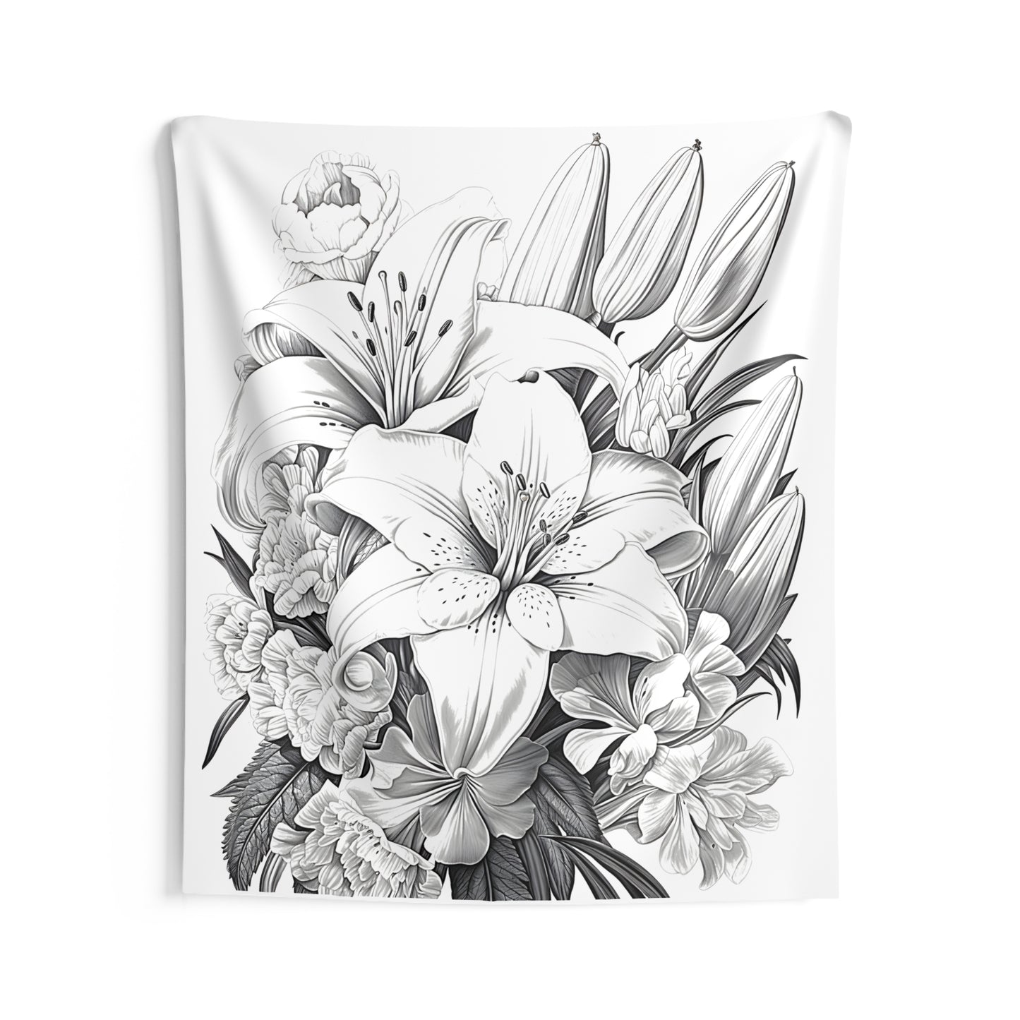 Indoor Wall Tapestries Coloring Kit with 10 Fabric Markers - Lilies