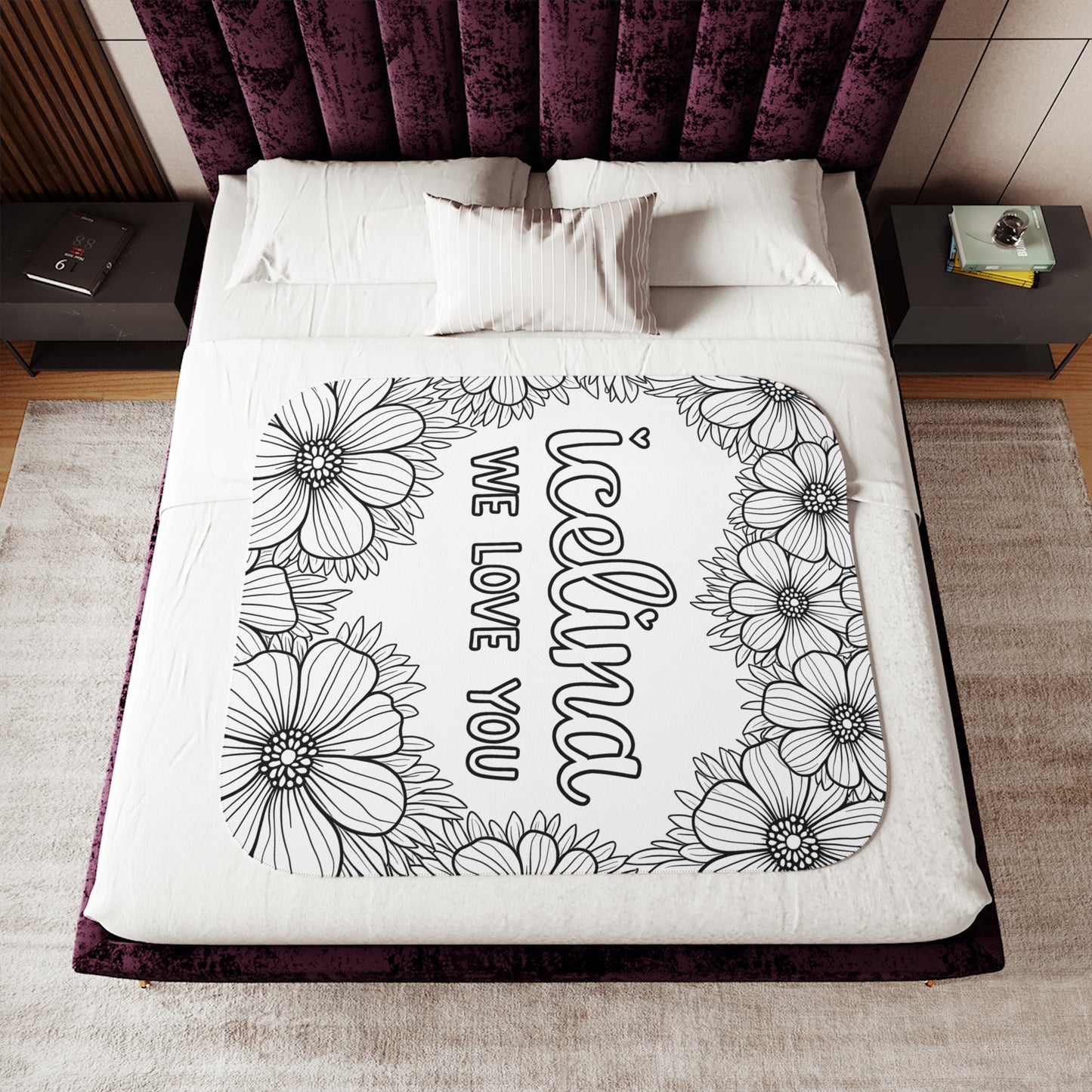 Blanket Coloring Kit with 10 Fabric Markers - Floral Message