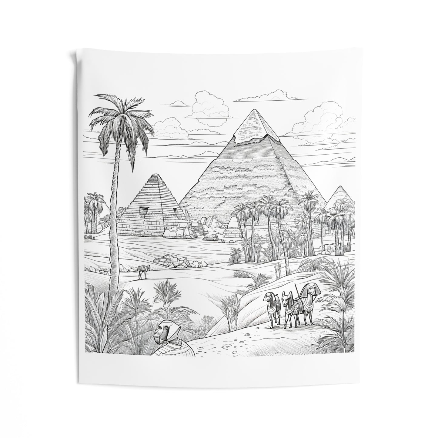 Indoor Wall Tapestries Coloring Kit with 10 Fabric Markers - Pyramids of Egypt