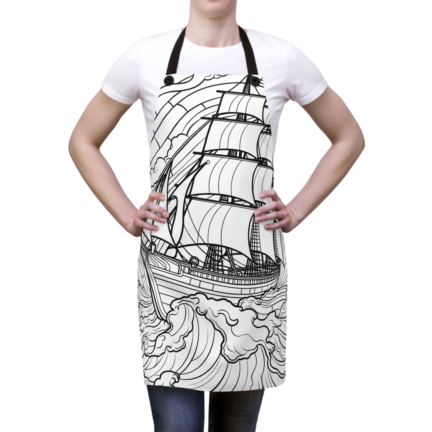 Apron Coloring Kit with 10 Fabric Markers - Sailing Ship