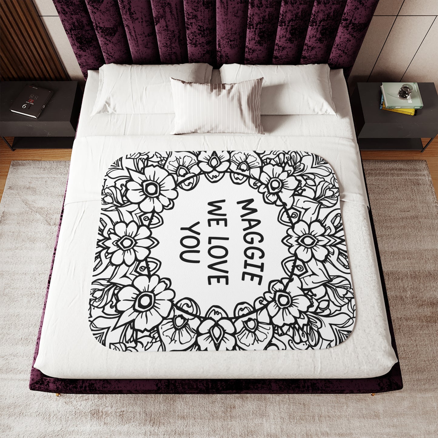 Blanket Coloring Kit with 10 Fabric Markers - Floral Mandala