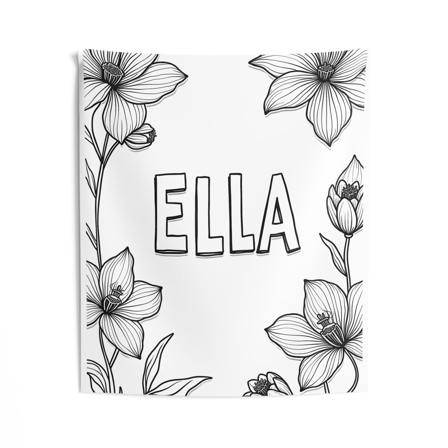 Indoor Wall Tapestries Coloring Kit with 10 Fabric Markers - Flowers with Text