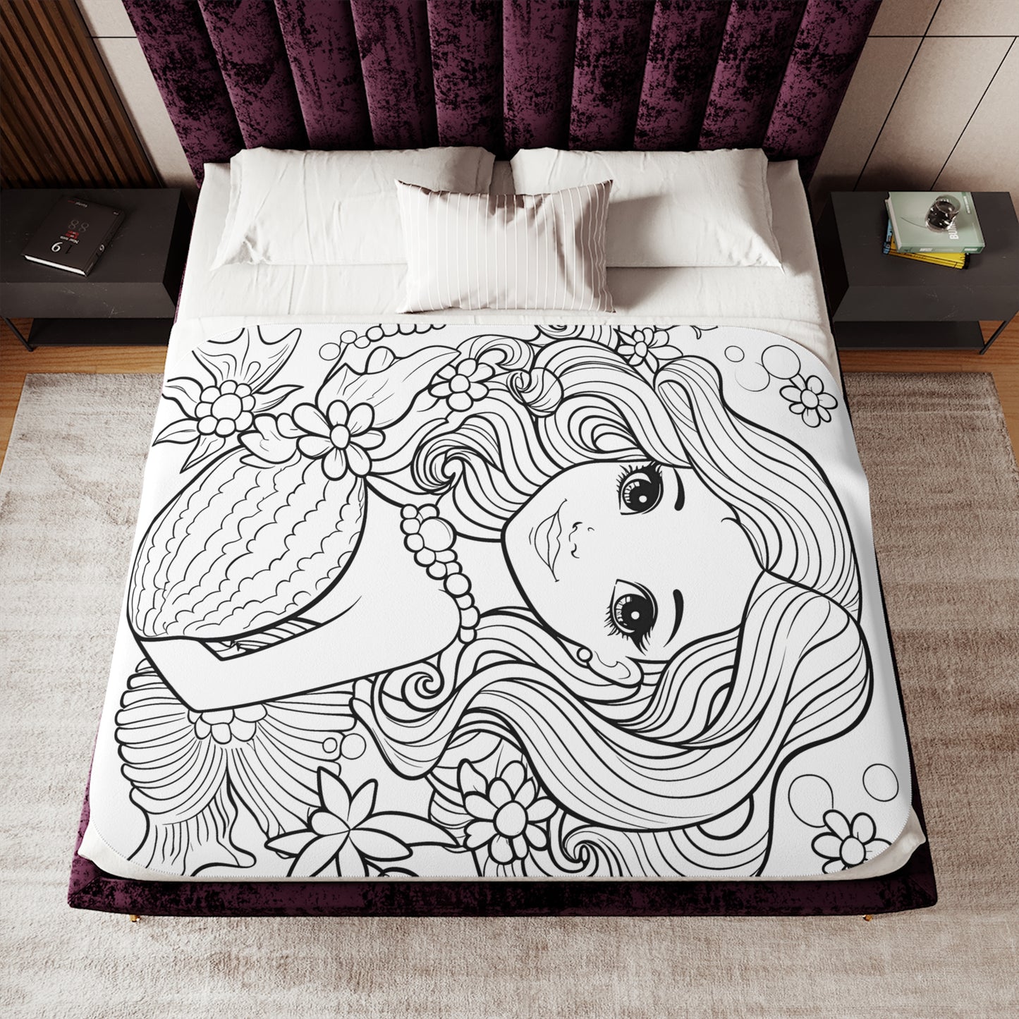 Blanket Coloring Kit with 10 Fabric Markers - Beautiful Mermaid