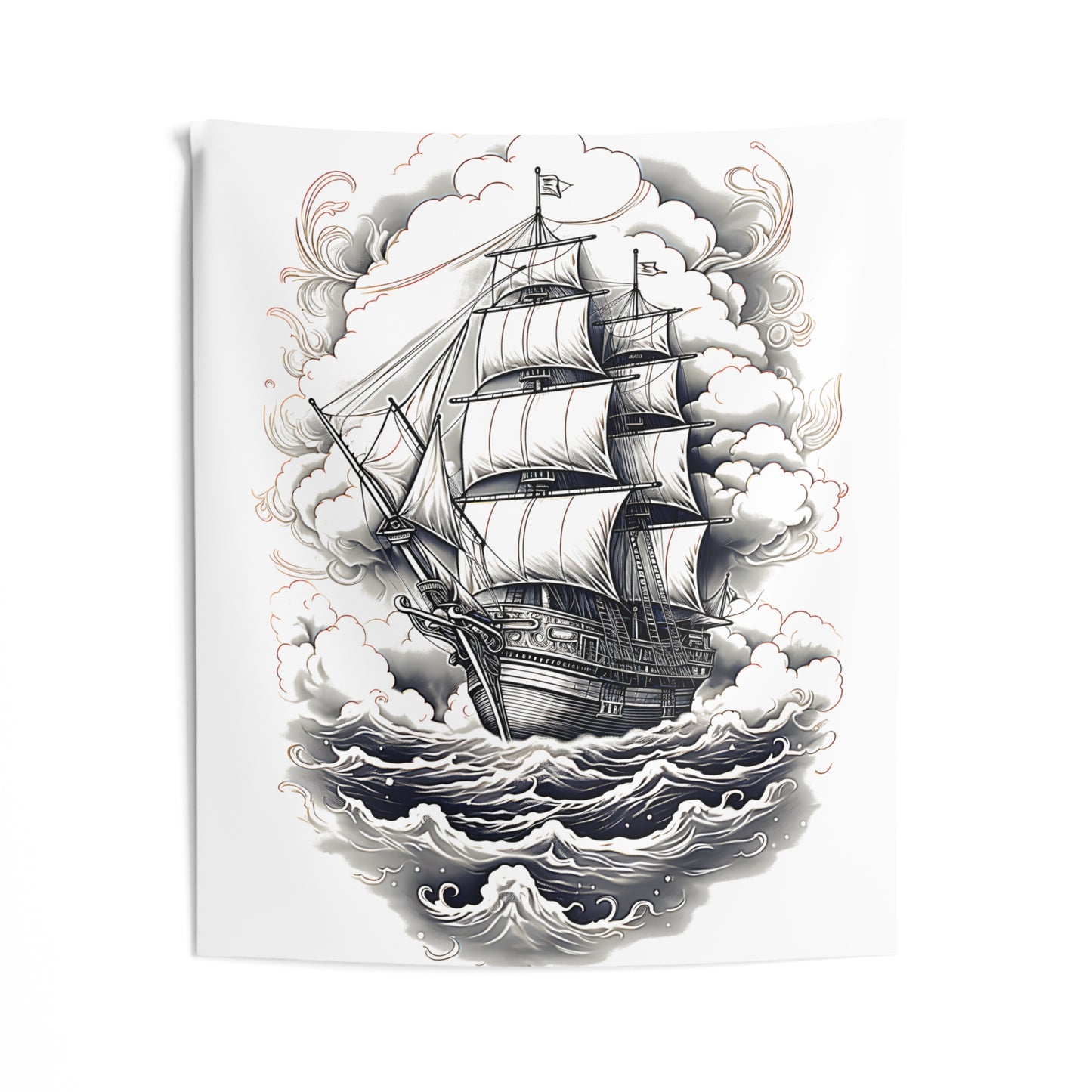 Indoor Wall Tapestries Coloring Kit with 10 Fabric Markers - Sailing Ship