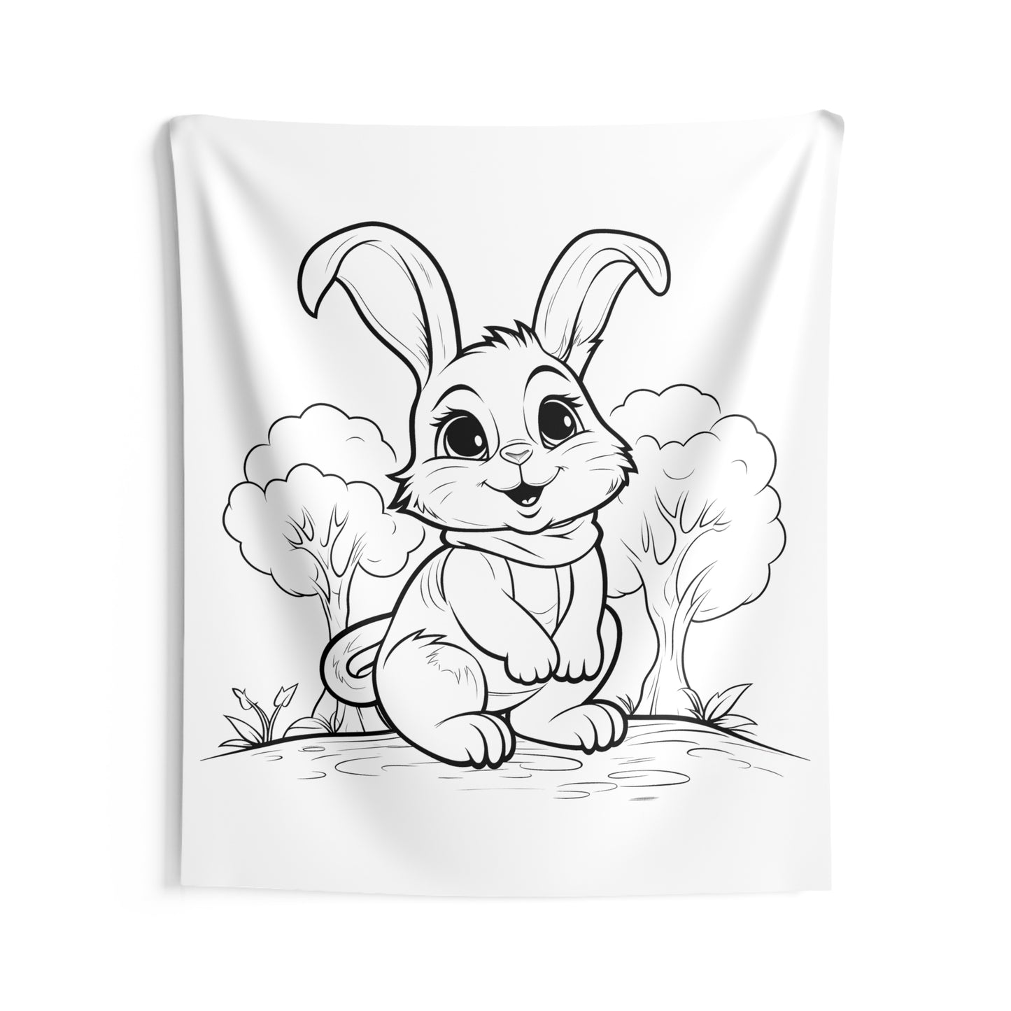 Indoor Wall Tapestries Coloring Kit with 10 Fabric Markers - Cute Bunny