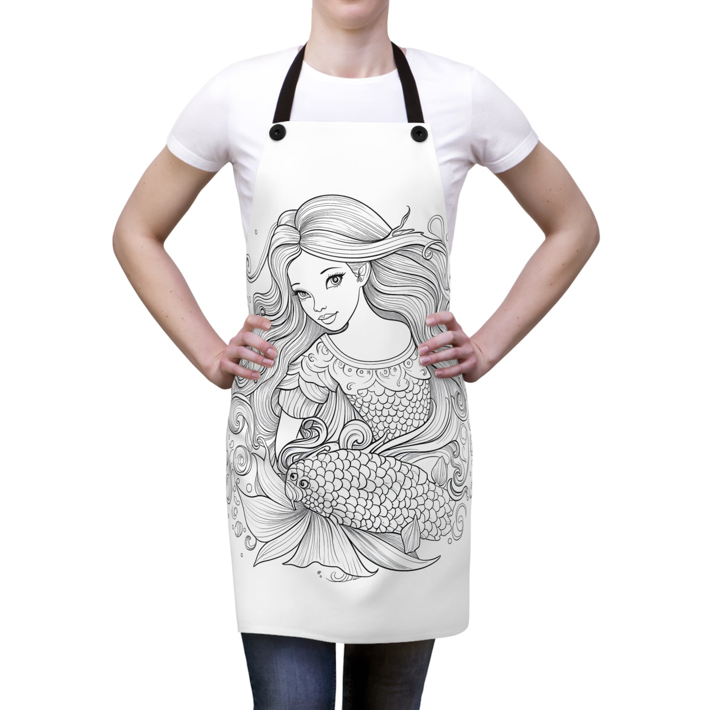 Apron Coloring Kit with 10 Fabric Markers - Mermaid