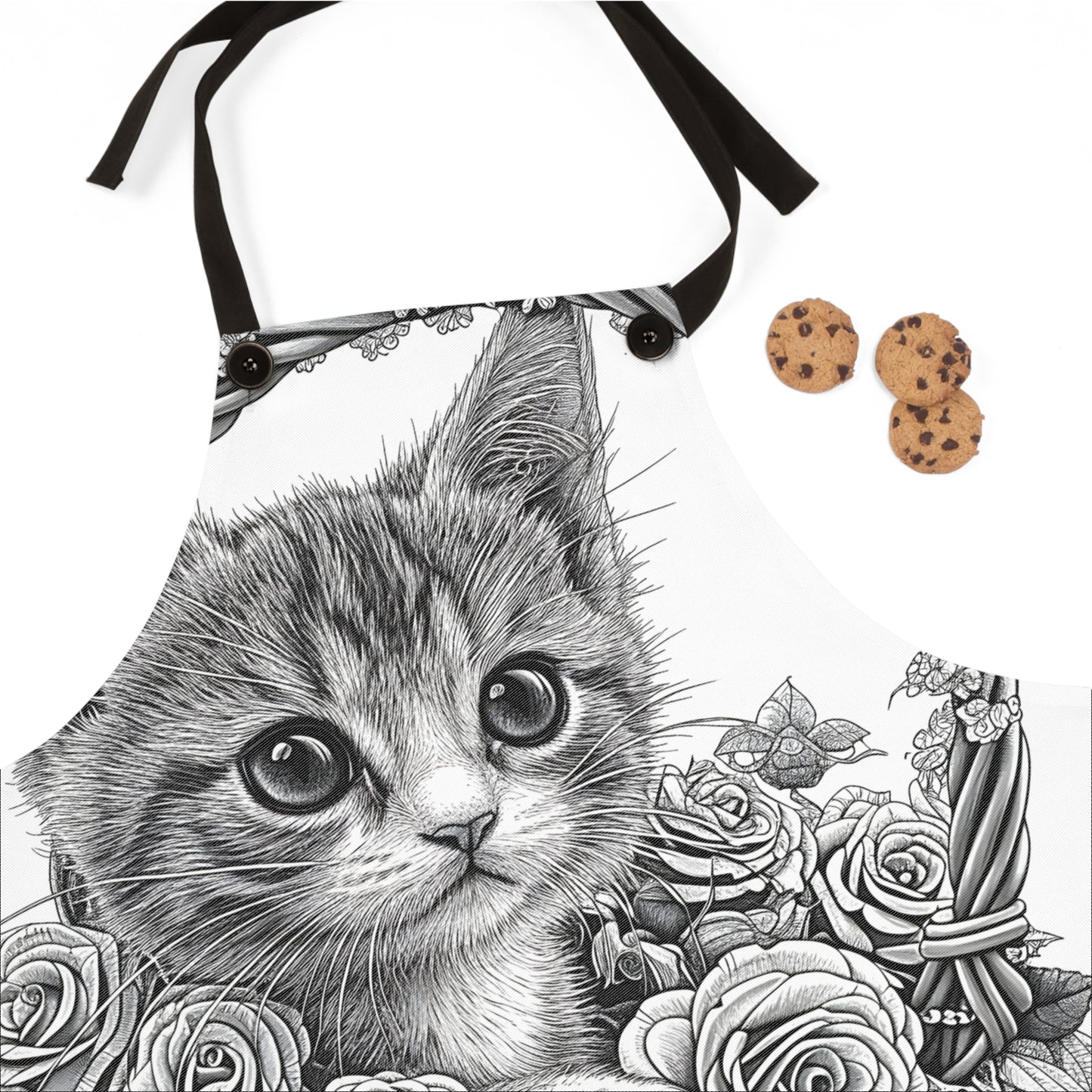 Apron Coloring Kit with 10 Fabric Markers - Kitten in Basket