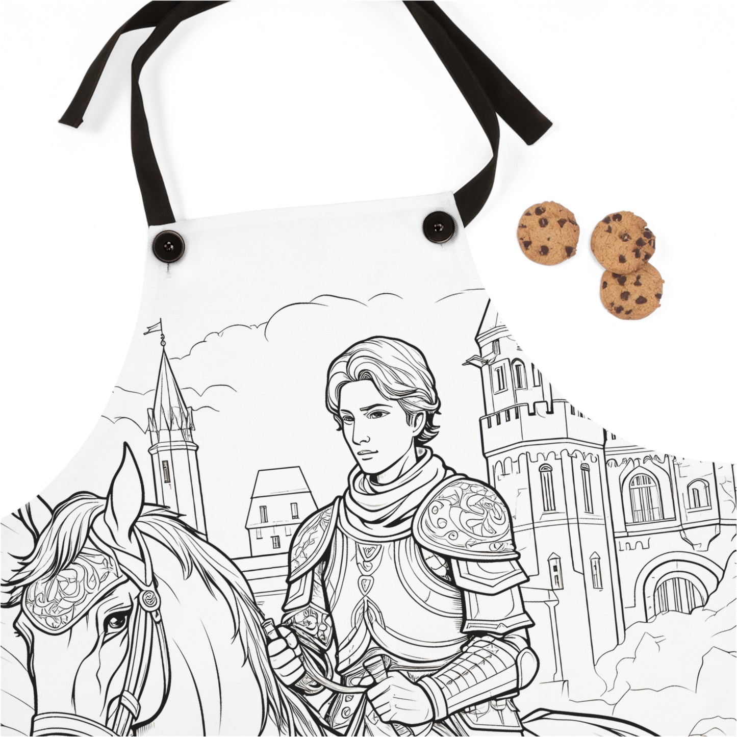 Apron Coloring Kit with 10 Fabric Markers - Medieval Knight on Horseback