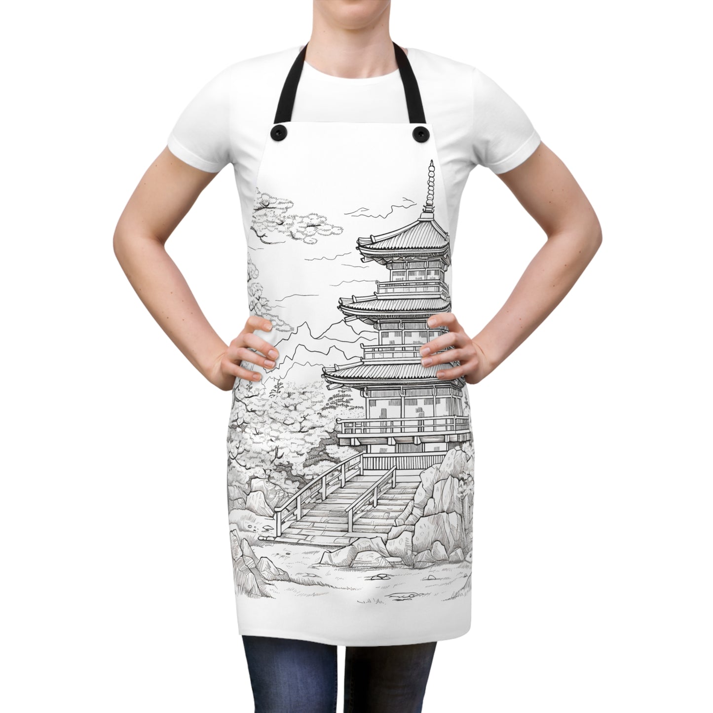 Apron Coloring Kit with 10 Fabric Markers - Traditional Pagoda