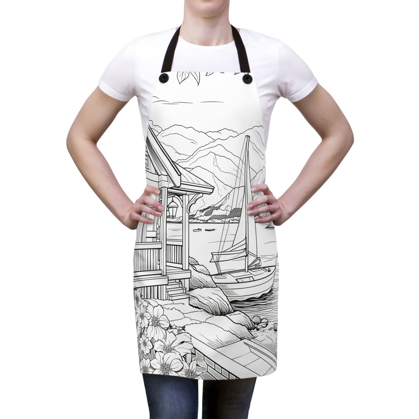 Apron Coloring Kit with 10 Fabric Markers - Lake House