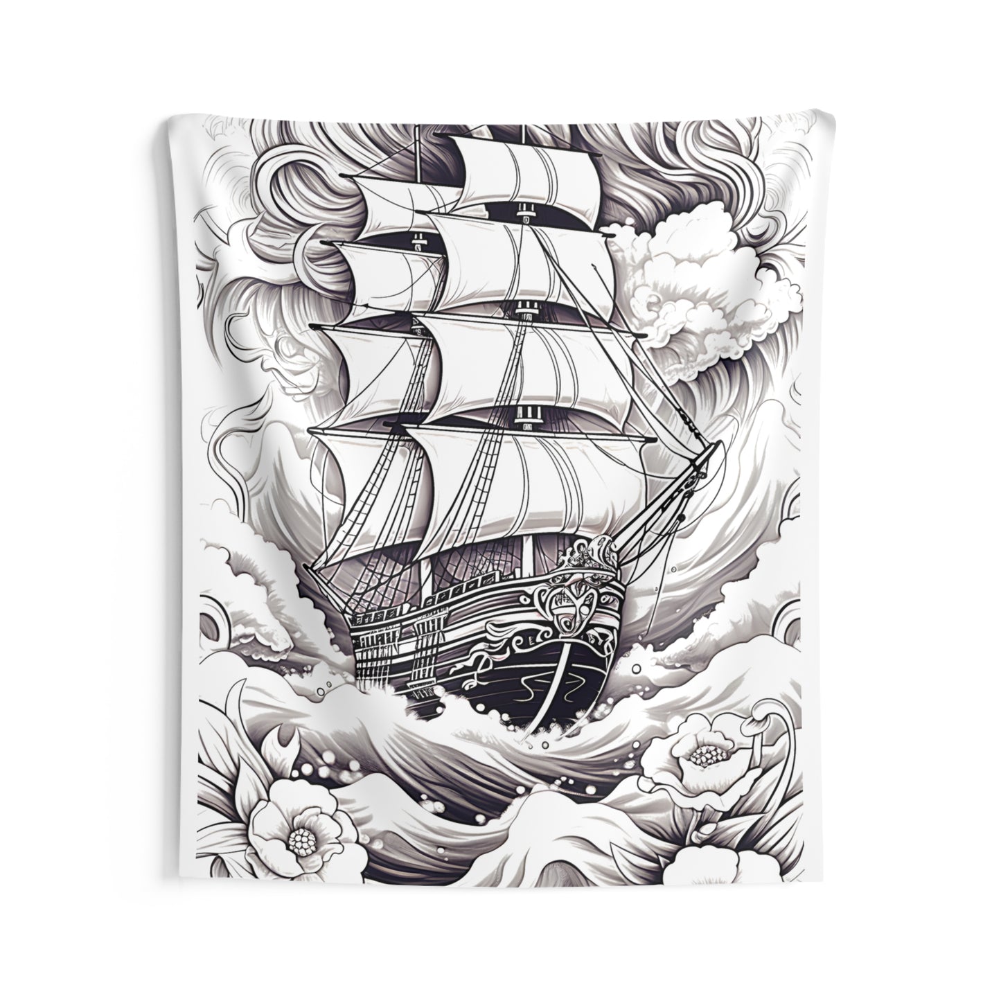 Indoor Wall Tapestries Coloring Kit with 10 Fabric Markers - Sailing Ship