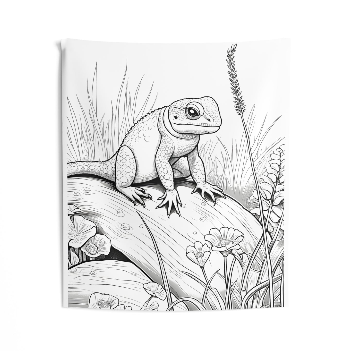 Indoor Wall Tapestries Coloring Kit with 10 Fabric Markers - Lizard in Nature