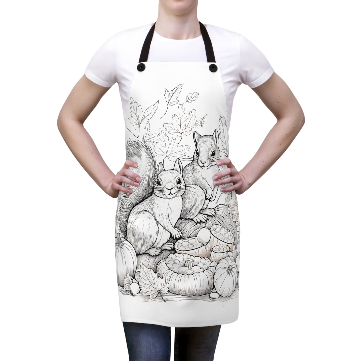 Apron Coloring Kit with 10 Fabric Markers - Squirrels in Autumn