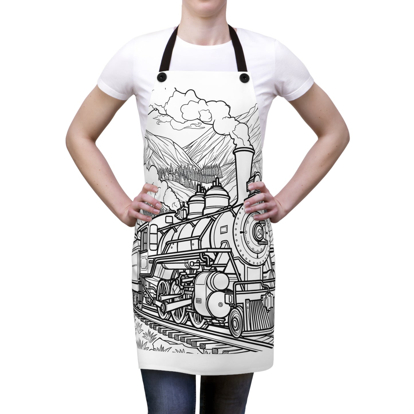 Apron Coloring Kit with 10 Fabric Markers - Steam Locomotive