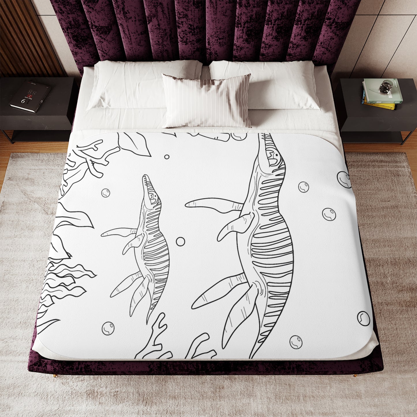 Blanket Coloring Kit with 10 Fabric Markers - Marine Dinosaur