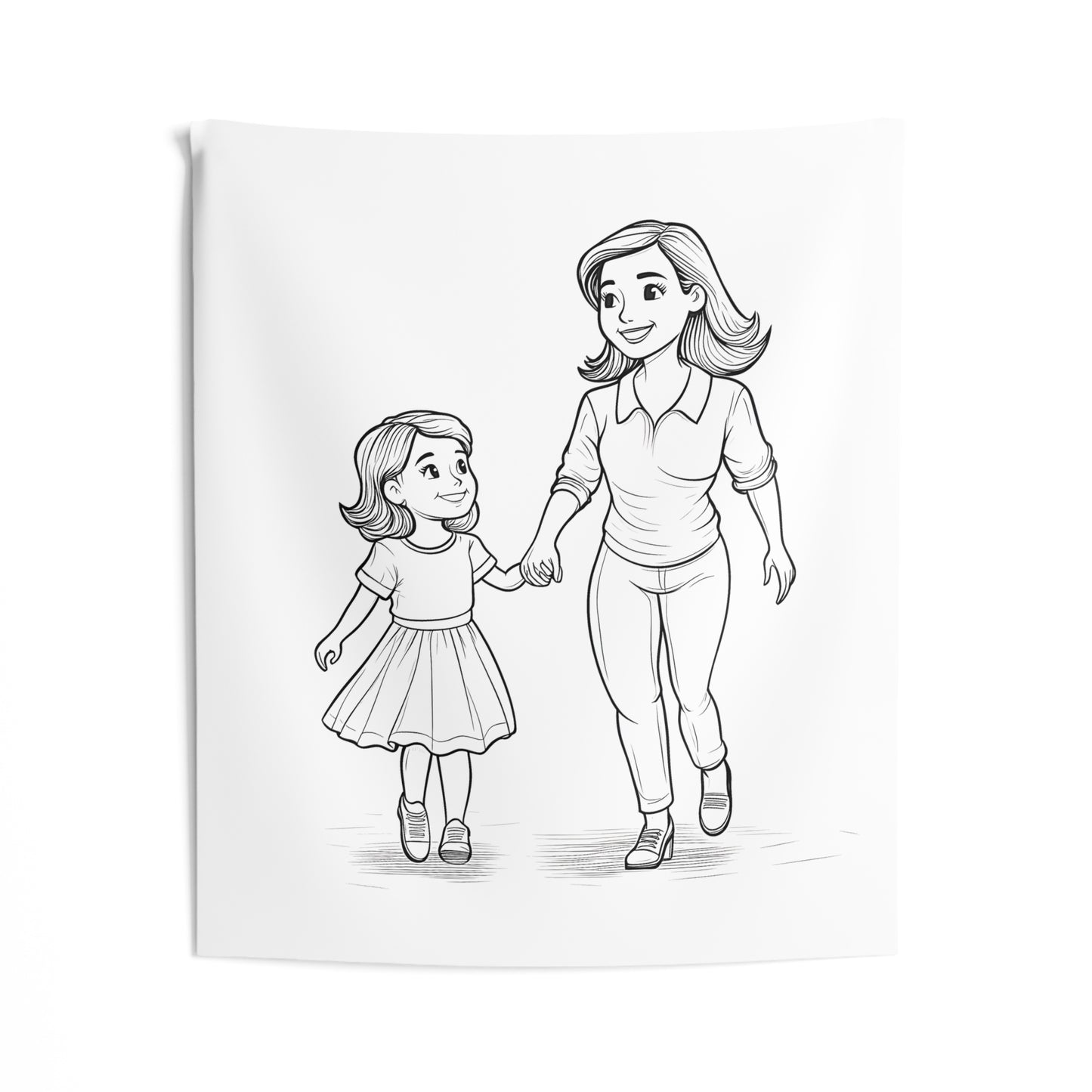 Indoor Wall Tapestries Coloring Kit with 10 Fabric Markers - Mother and Daughter
