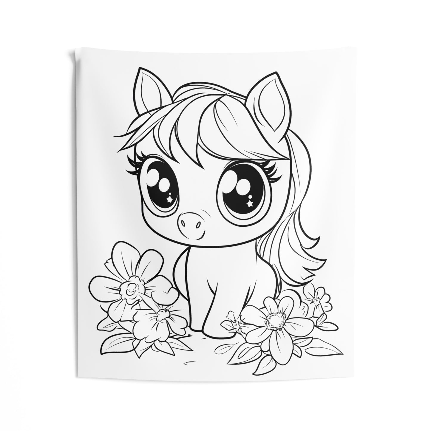 Indoor Wall Tapestries Coloring Kit with 10 Fabric Markers - Cute Pony