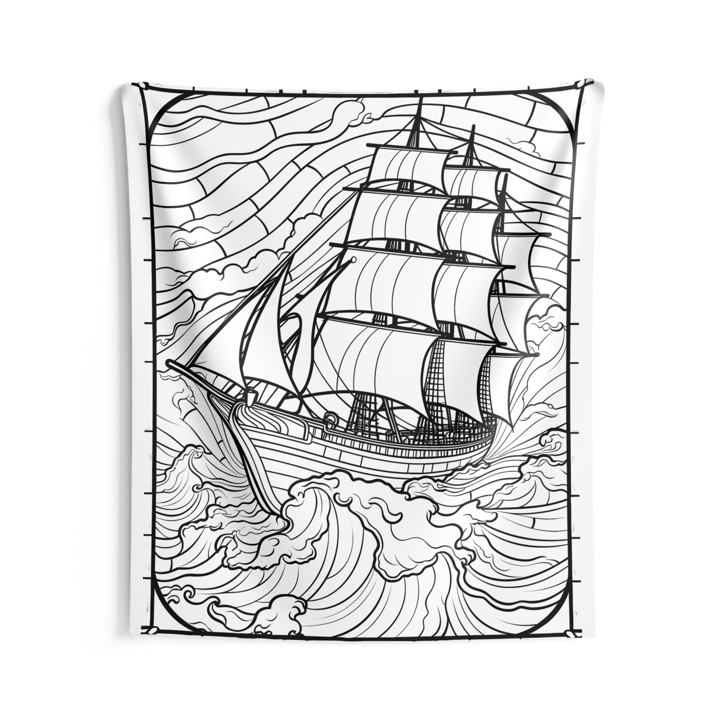 Indoor Wall Tapestries Coloring Kit with 10 Fabric Markers - Sailing Ship