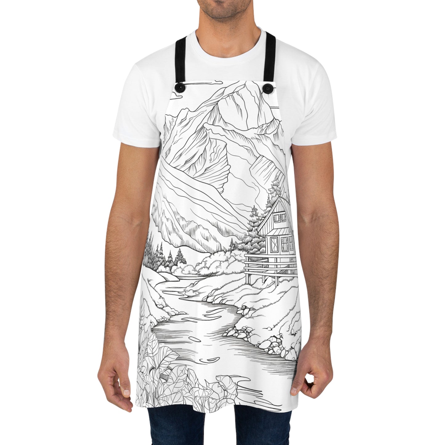 Apron Coloring Kit with 10 Fabric Markers - Mountain Scene