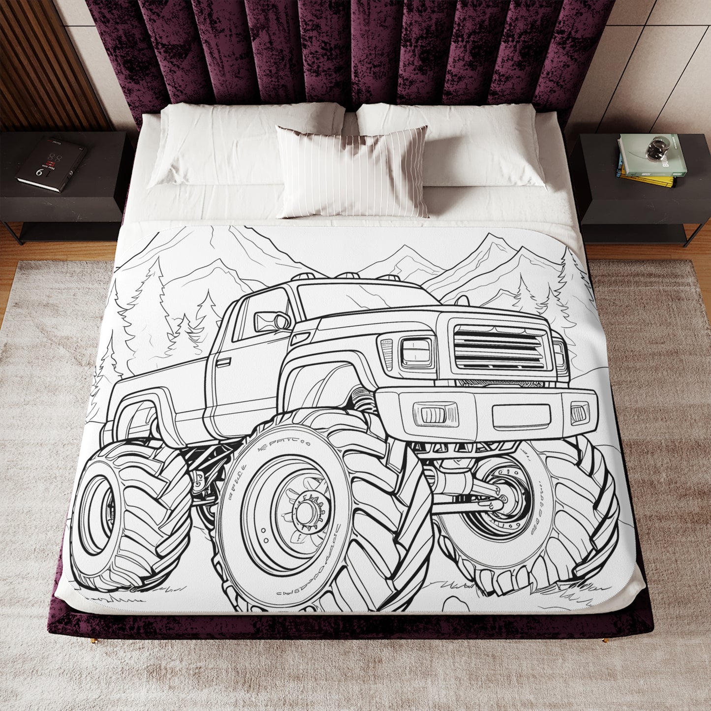 Blanket Coloring Kit with 10 Fabric Markers - Off-roading Monster Truck