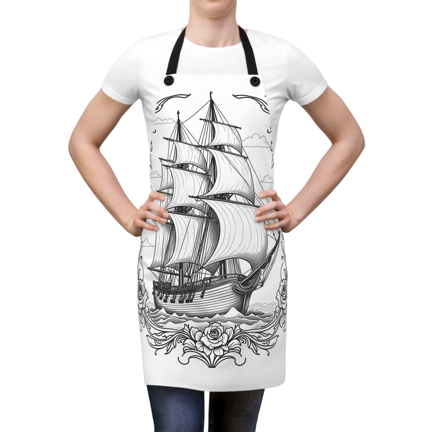 Apron Coloring Kit with 10 Fabric Markers - Sailing Ship