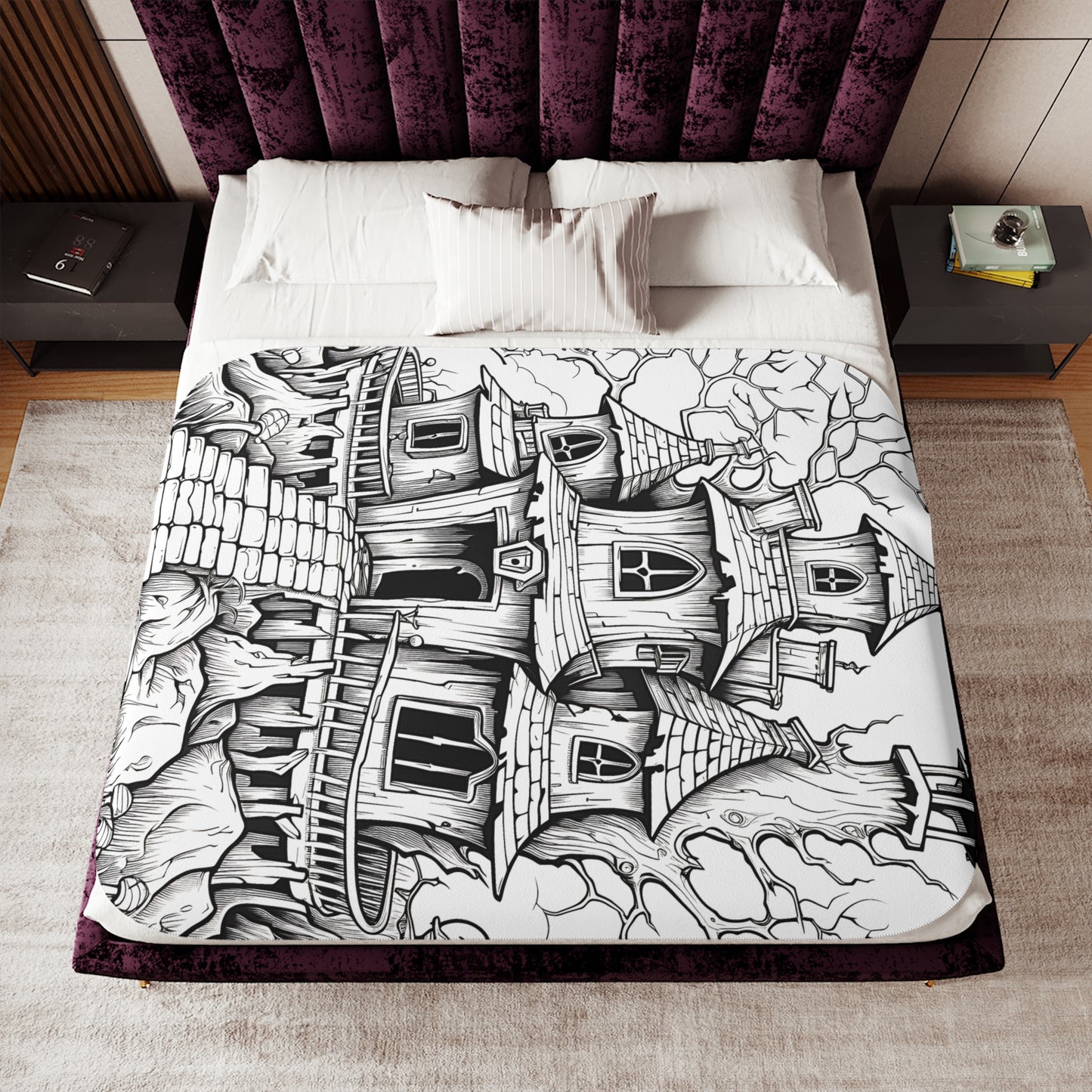 Blanket Coloring Kit with 10 Fabric Markers - Spooky House