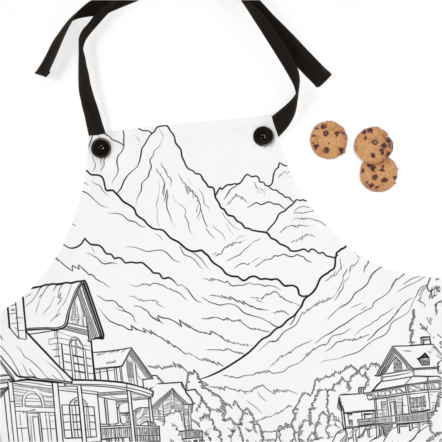 Apron Coloring Kit with 10 Fabric Markers - Mountain Lake Scene