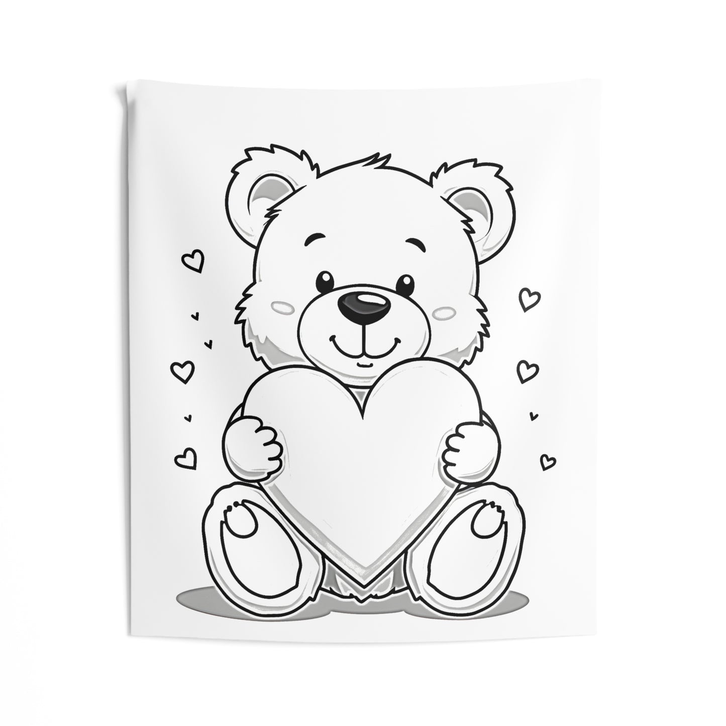 Indoor Wall Tapestries Coloring Kit with 10 Fabric Markers - Bear with Heart