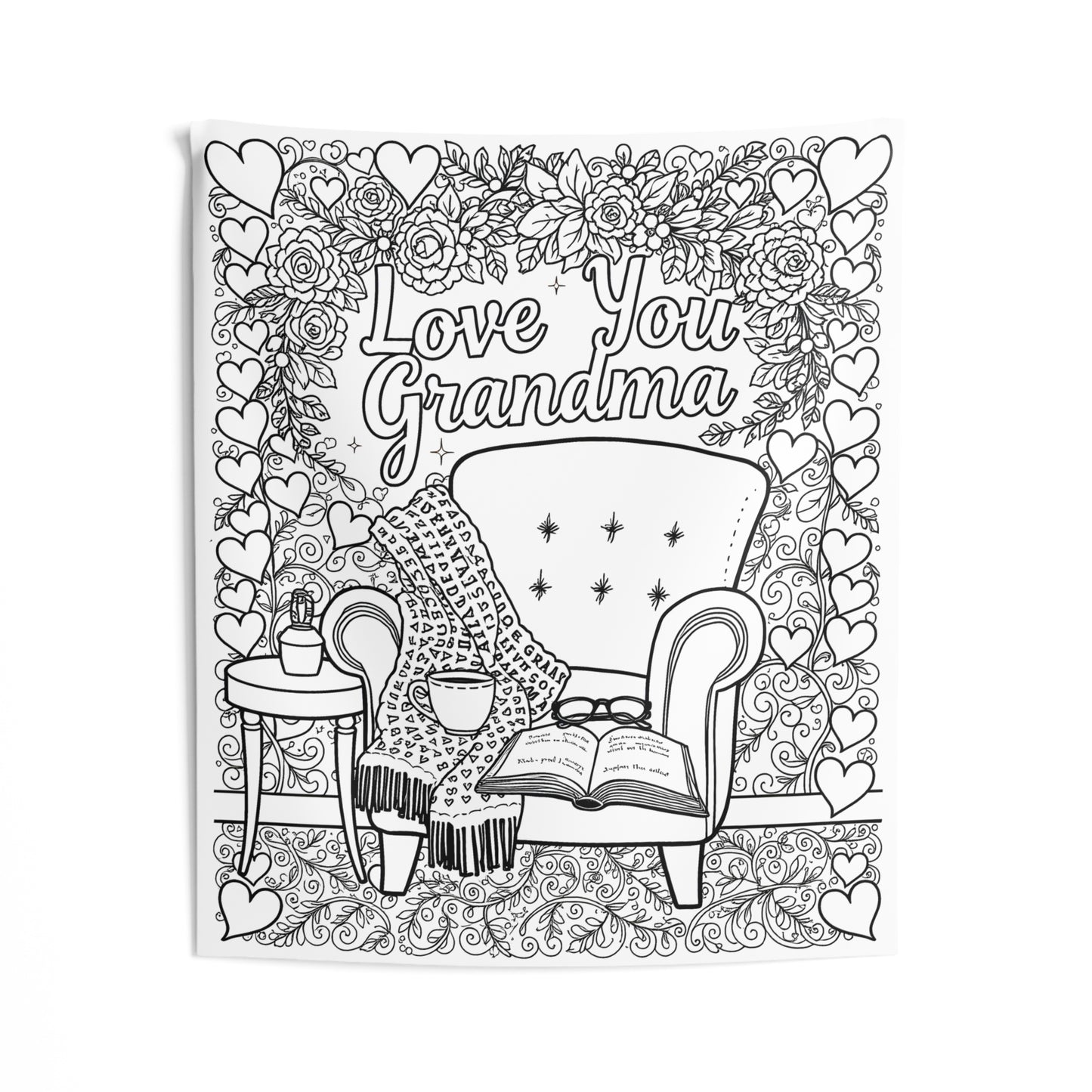 Indoor Wall Tapestries Coloring Kit with 10 Fabric Markers - Grandma