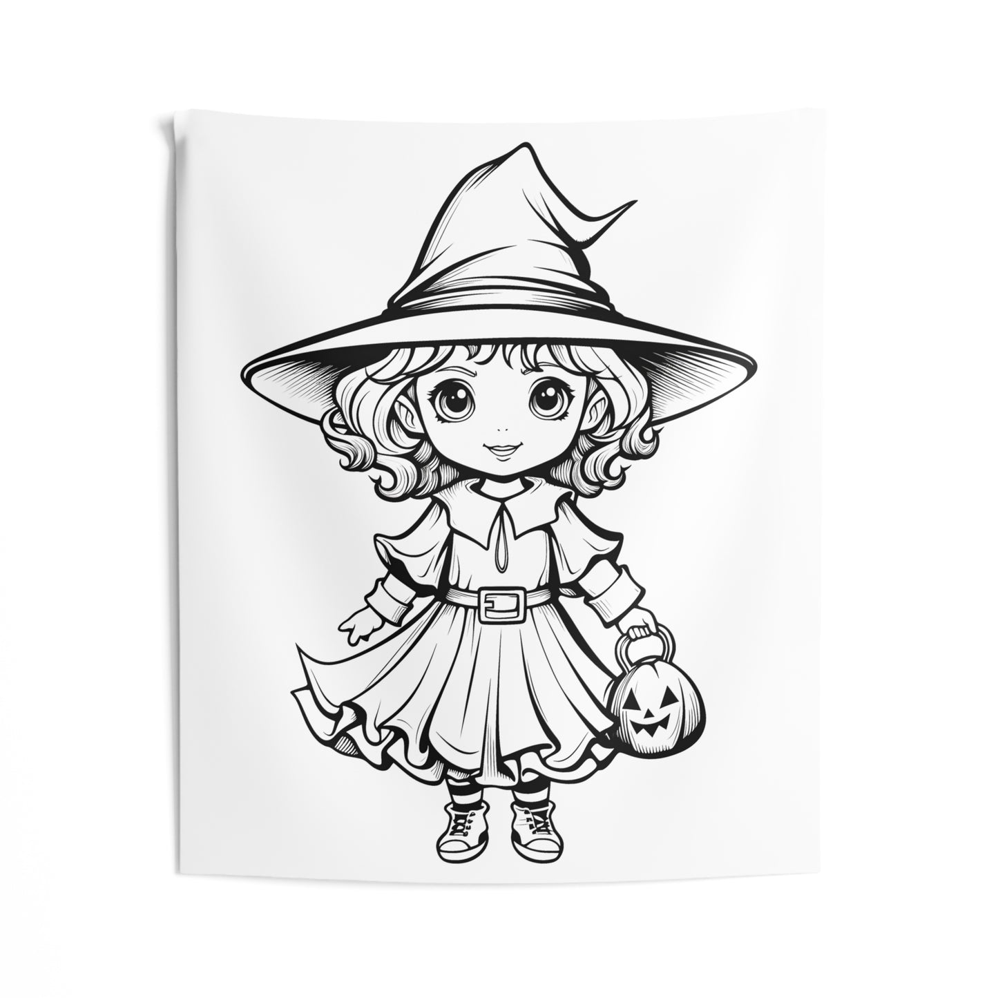 Indoor Wall Tapestries Coloring Kit with 10 Fabric Markers - Cute Witch