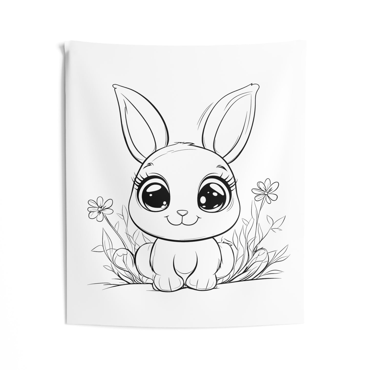 Indoor Wall Tapestries Coloring Kit with 10 Fabric Markers - Cute Bunny