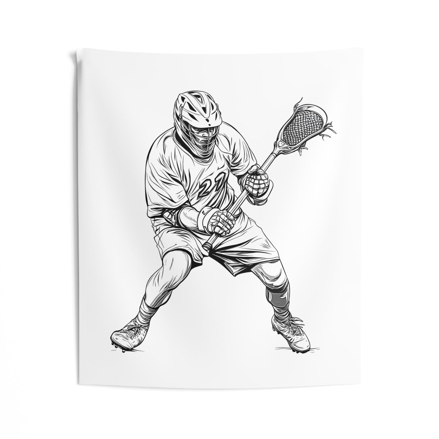 Indoor Wall Tapestries Coloring Kit with 10 Fabric Markers - Lacrosse Player