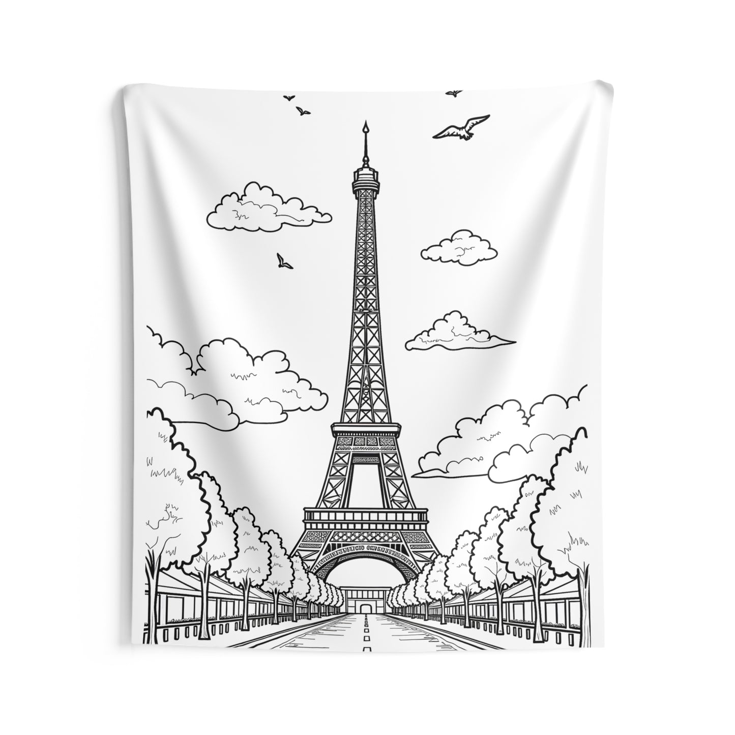 Indoor Wall Tapestries Coloring Kit with 10 Fabric Markers - Eiffel Tower