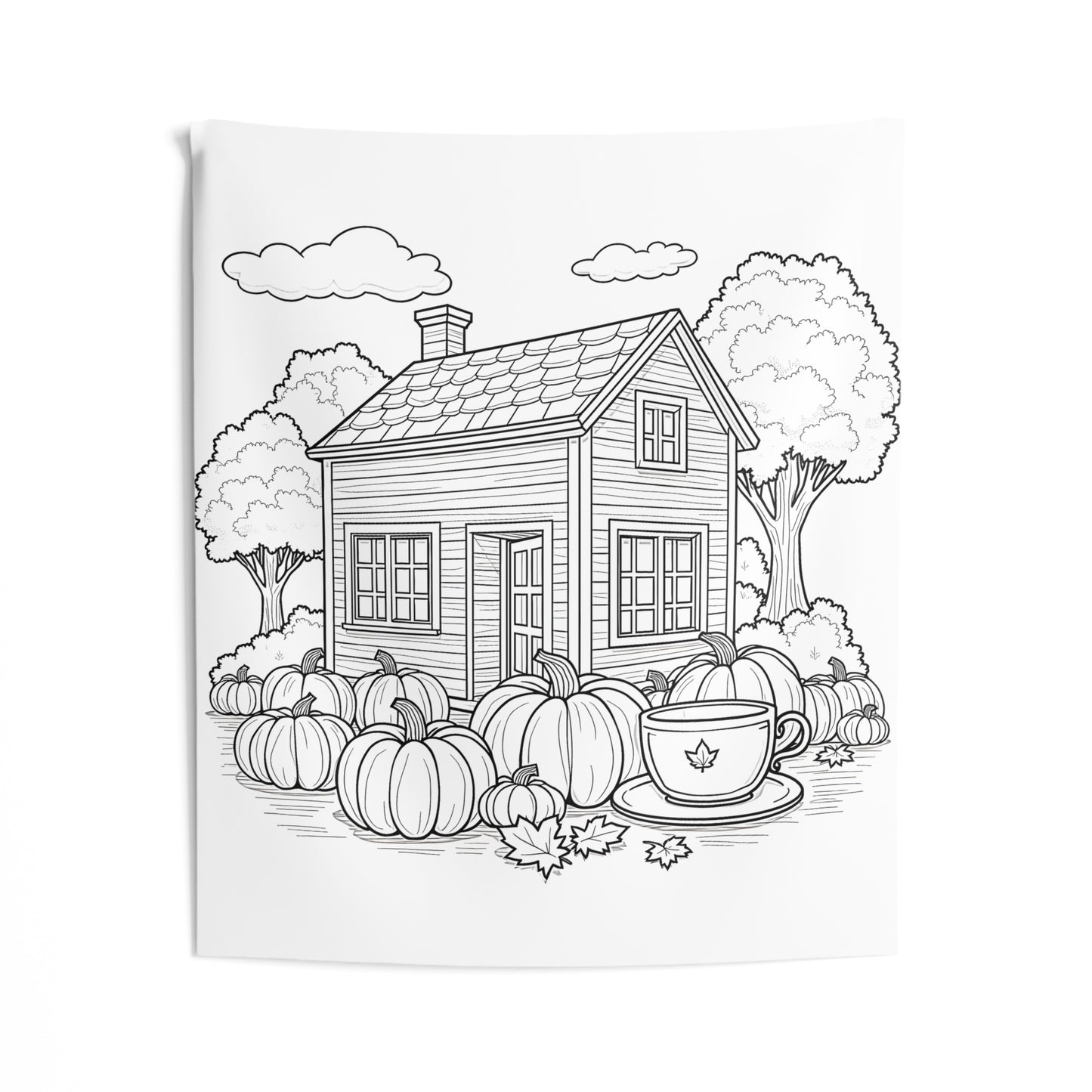 Indoor Wall Tapestries Coloring Kit with 10 Fabric Markers - Country House