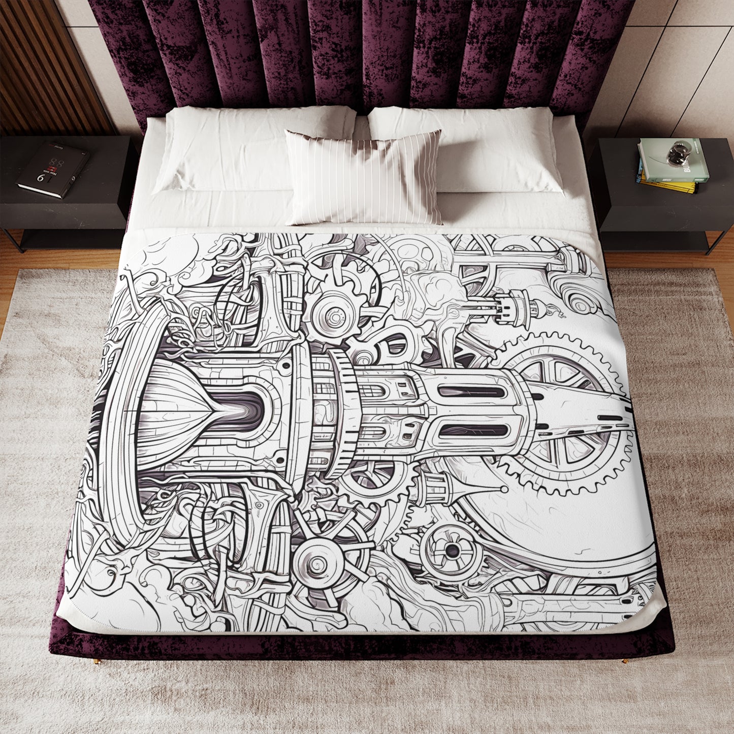 Blanket Coloring Kit with 10 Fabric Markers - Steampunk Towers