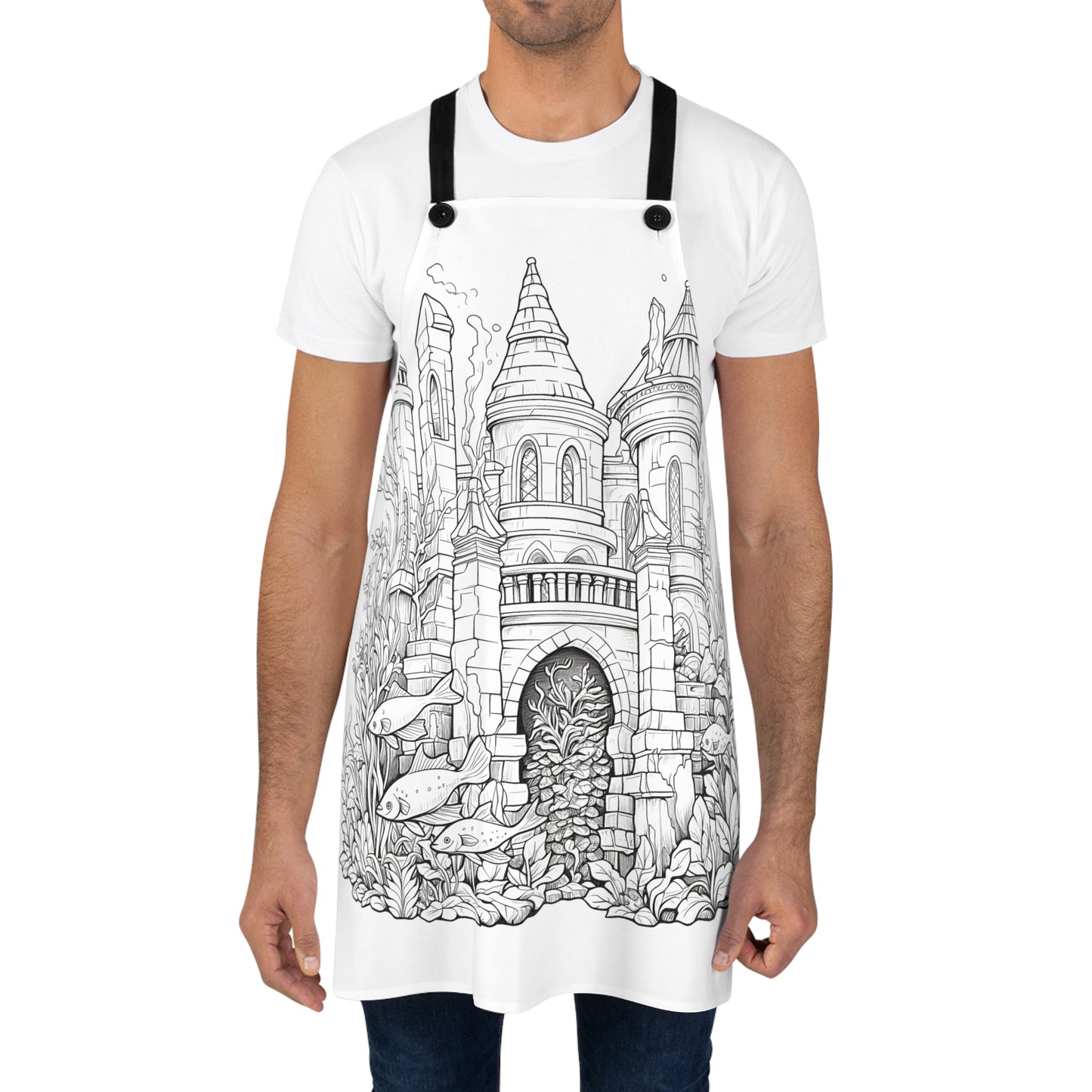 Apron Coloring Kit with 10 Fabric Markers - Underwater Castle