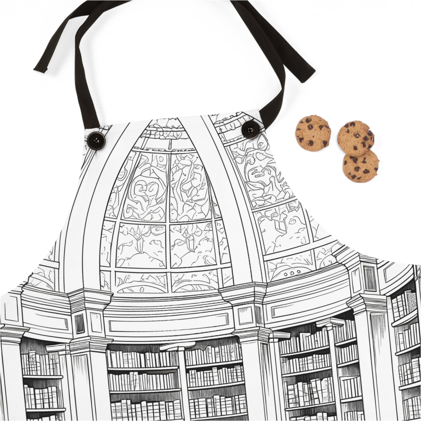 Apron Coloring Kit with 10 Fabric Markers - Elegant Library Interior