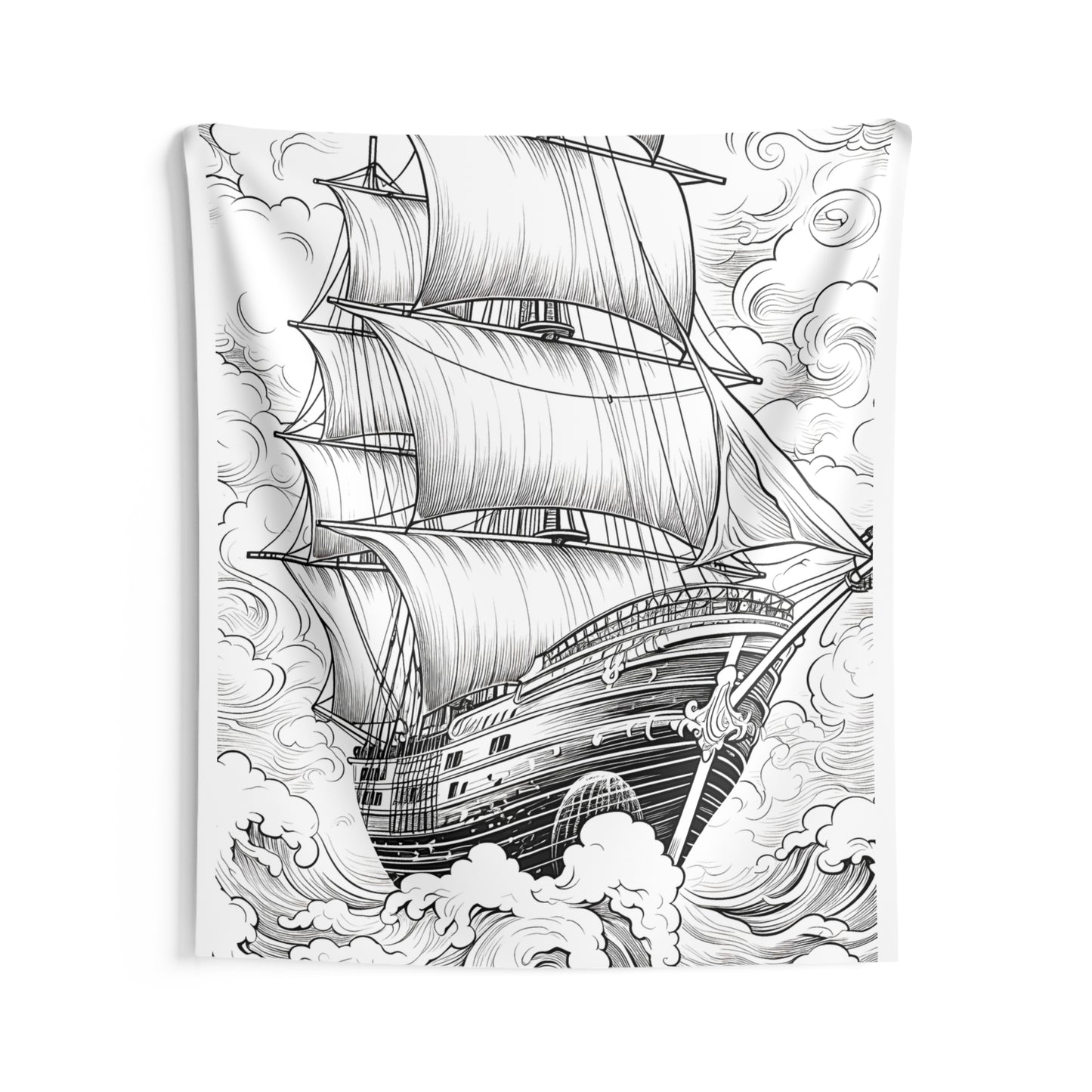 Indoor Wall Tapestries Coloring Kit with 10 Fabric Markers - Old Ship