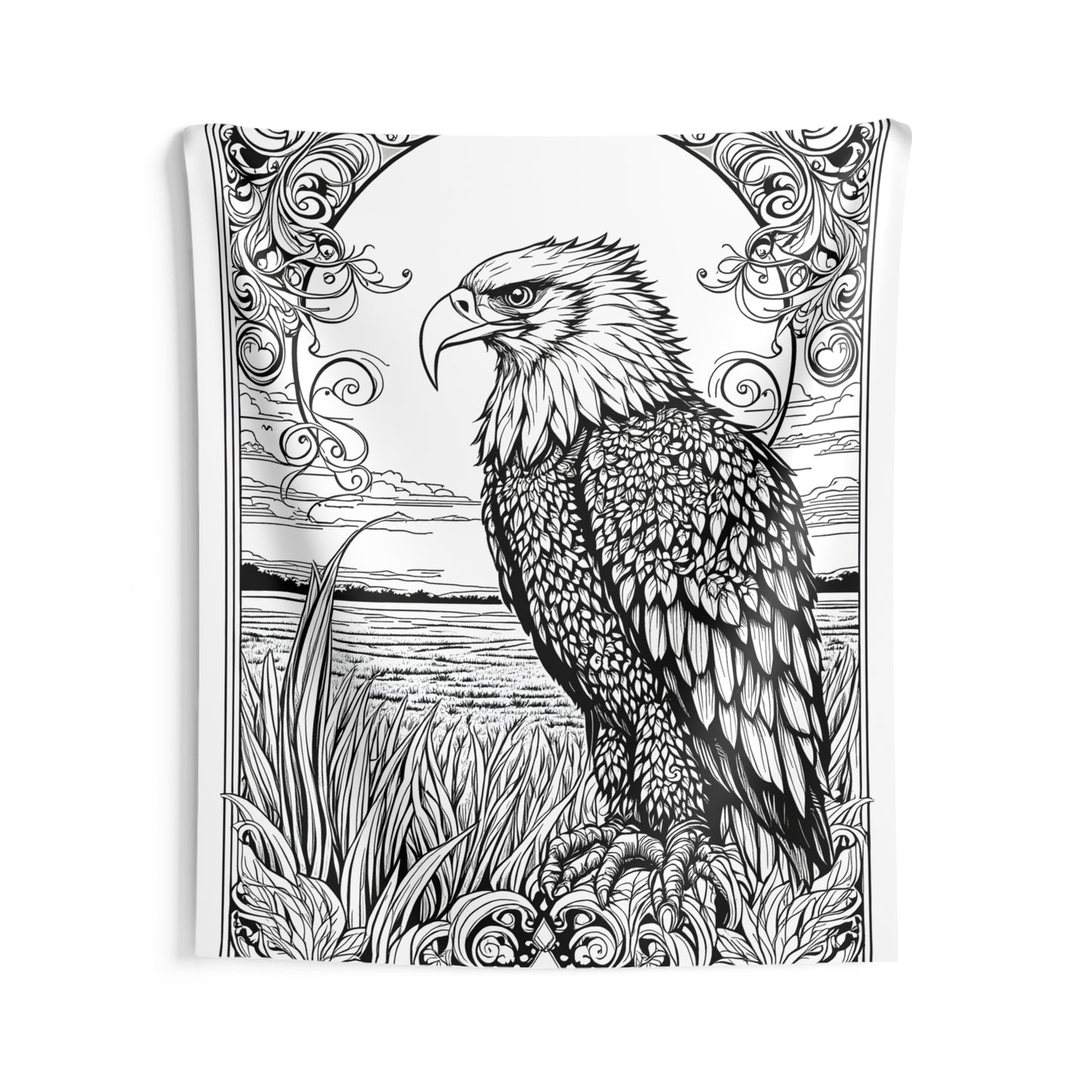 Indoor Wall Tapestries Coloring Kit with 10 Fabric Markers - Eagle