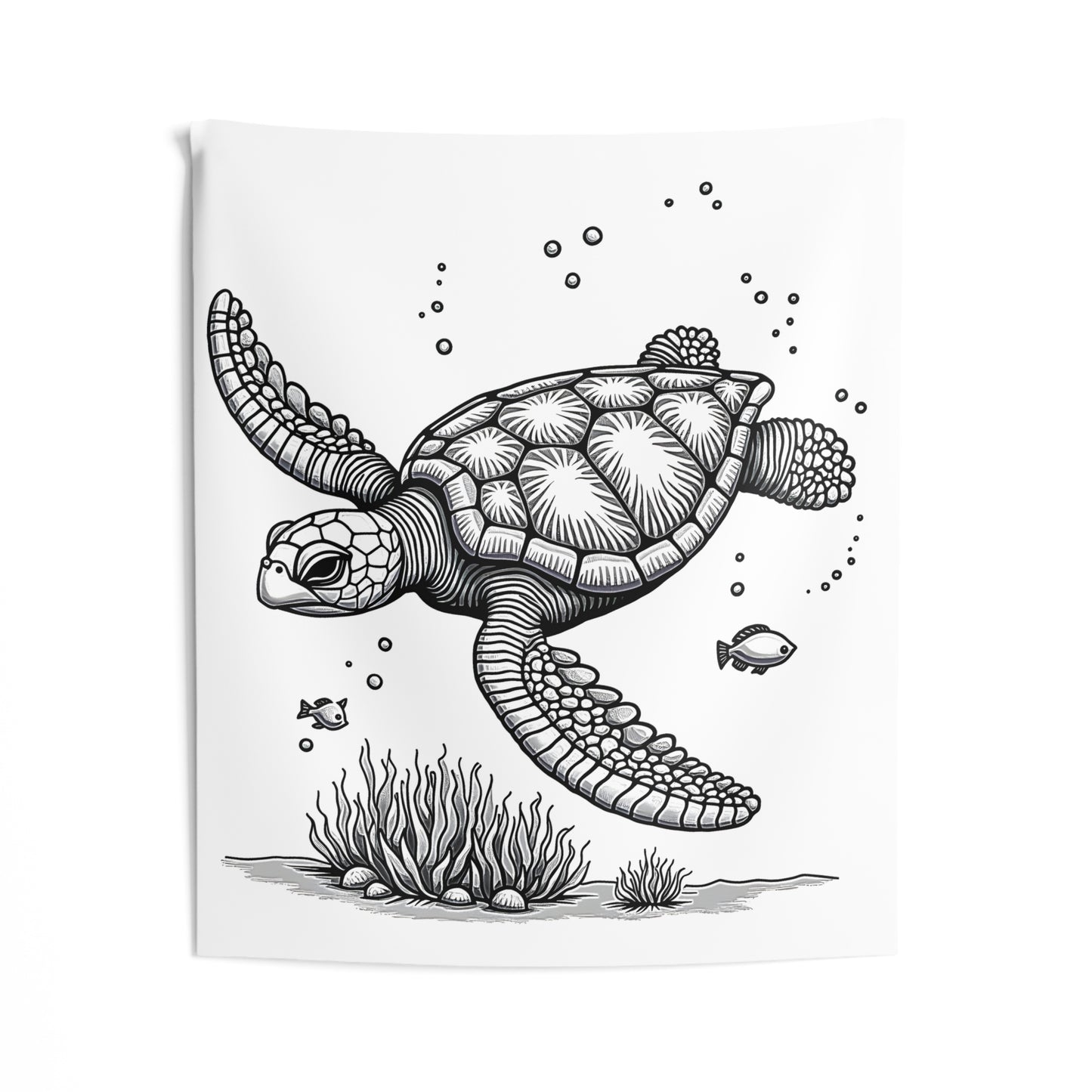 Indoor Wall Tapestries Coloring Kit with 10 Fabric Markers - Sea Turtle