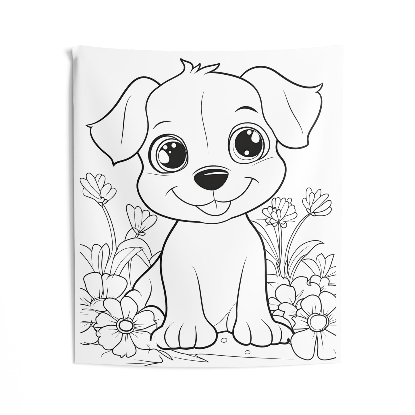 Indoor Wall Tapestries Coloring Kit with 10 Fabric Markers - Puppies