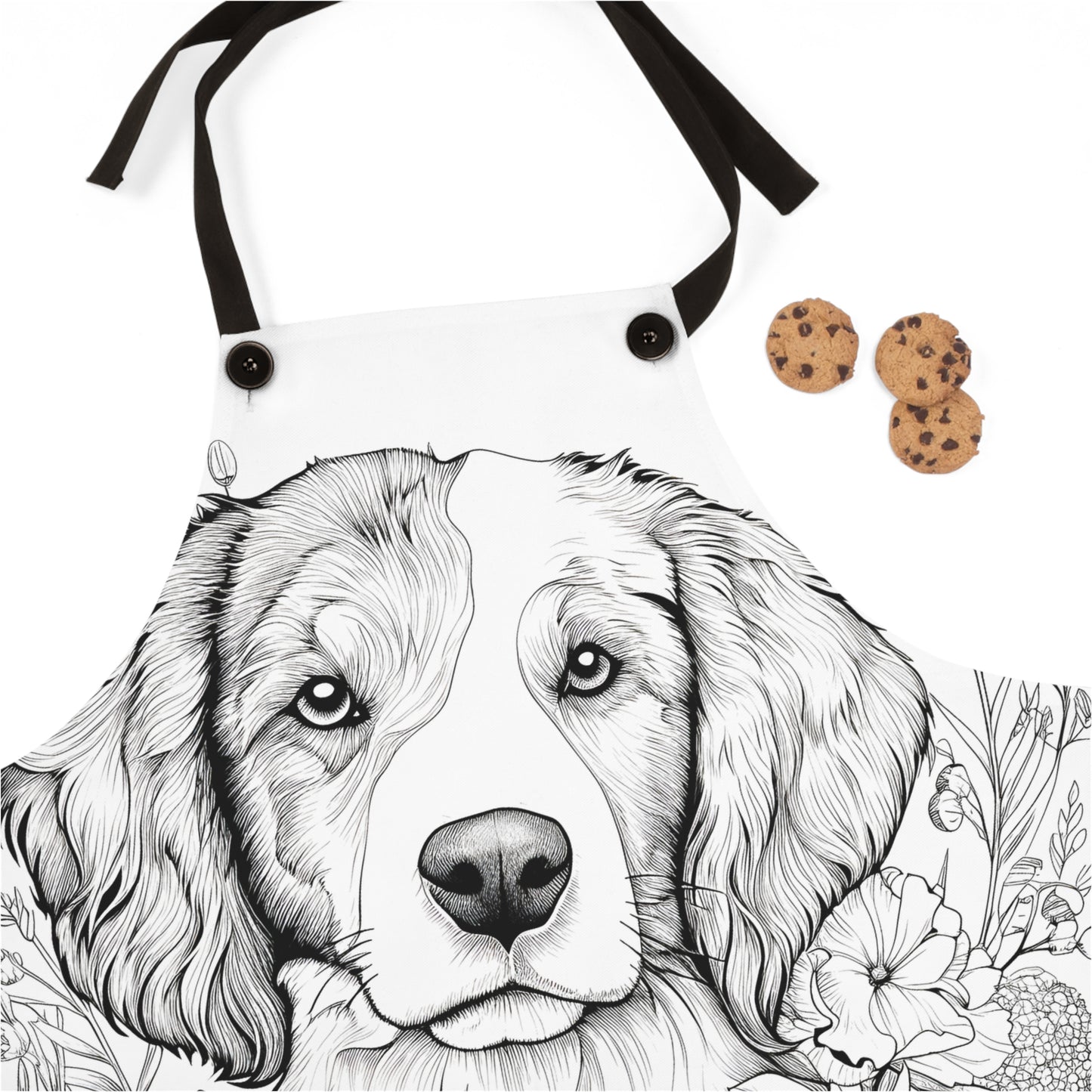 Apron Coloring Kit with 10 Fabric Markers - Dog with Flowers