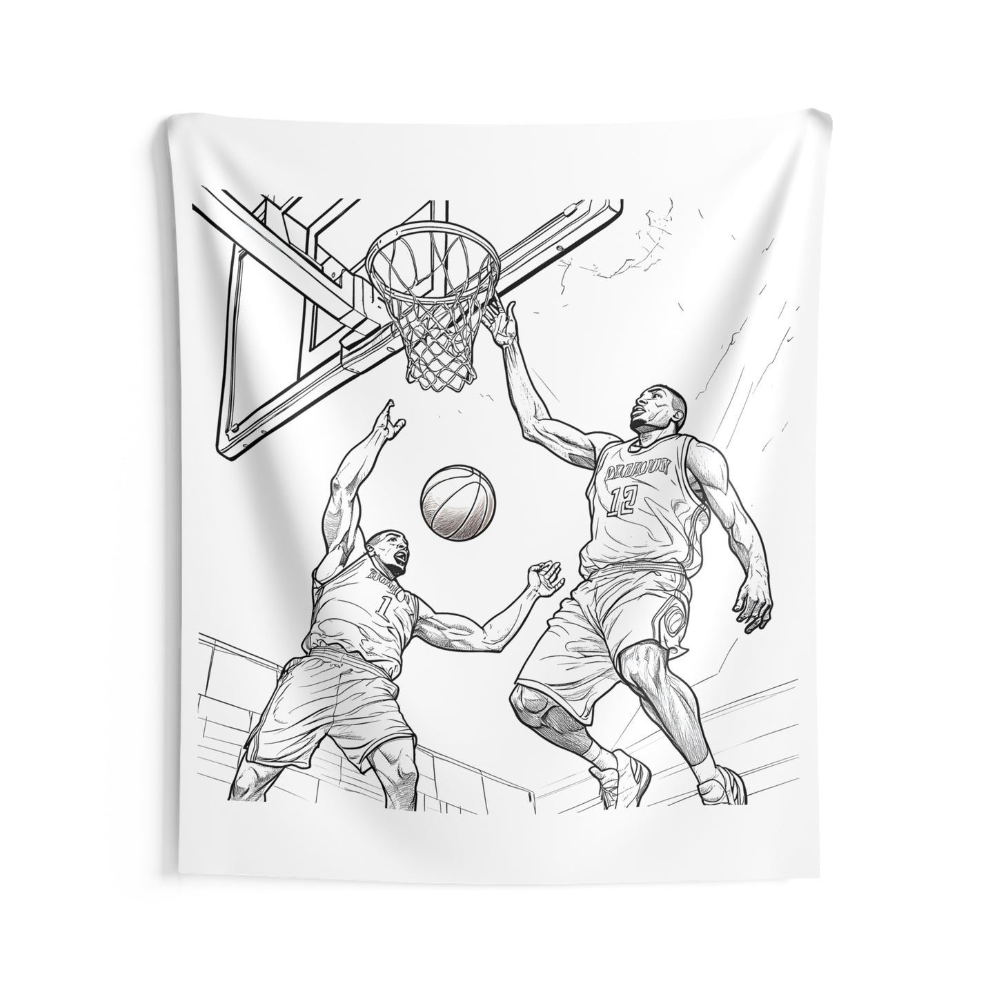 Indoor Wall Tapestries Coloring Kit with 10 Fabric Markers - Basketball