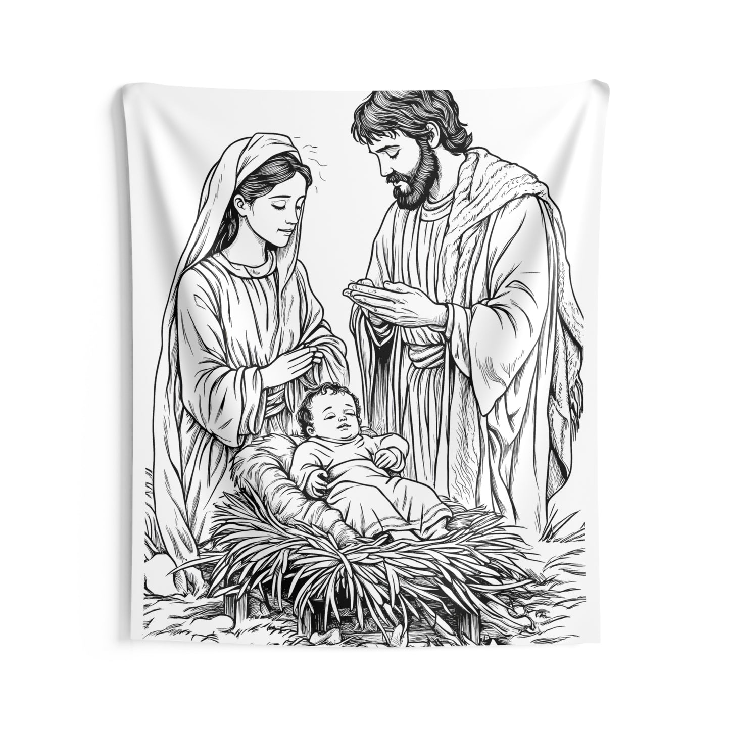 Indoor Wall Tapestries Coloring Kit with 10 Fabric Markers - Nativity
