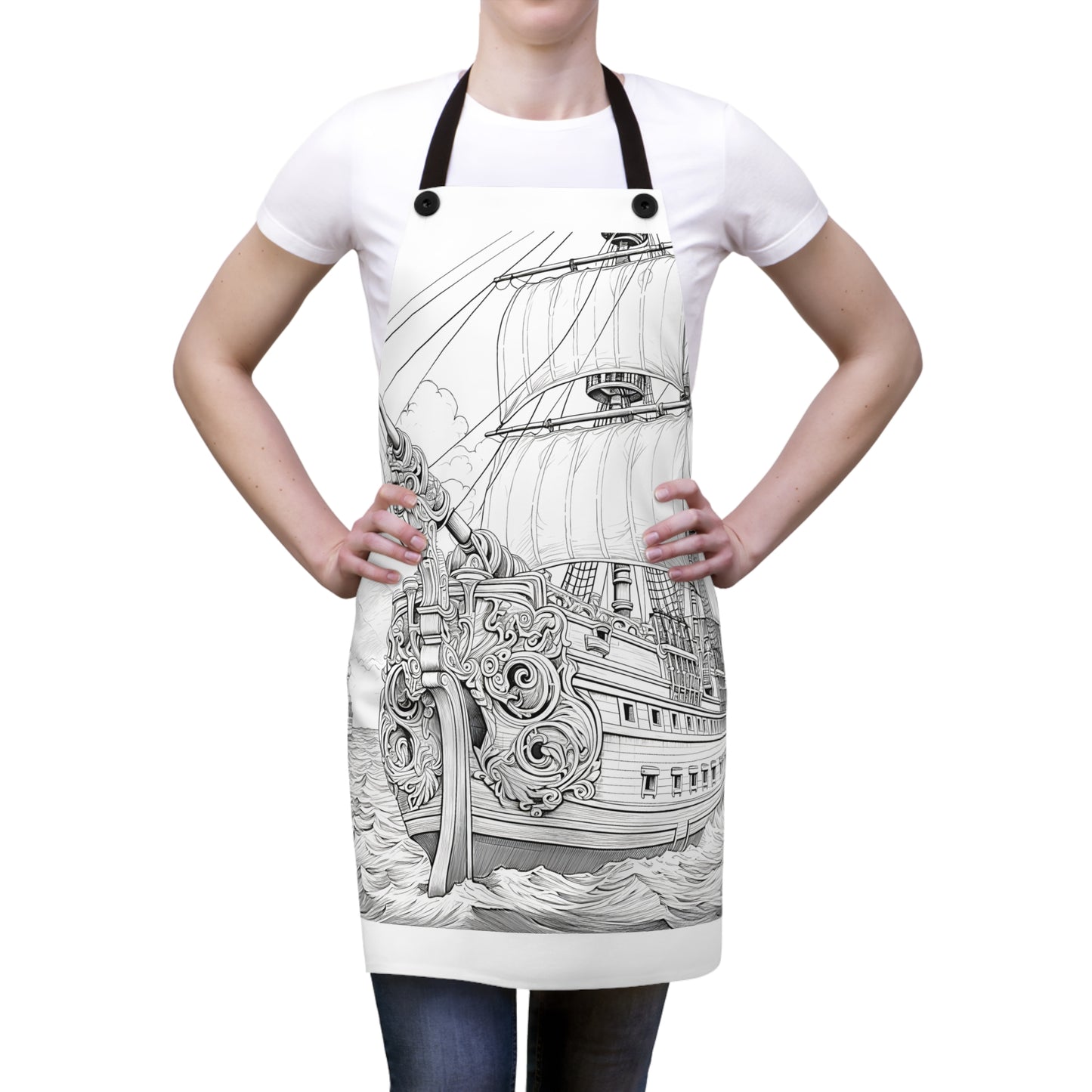 Apron Coloring Kit with 10 Fabric Markers - Sailing Ships