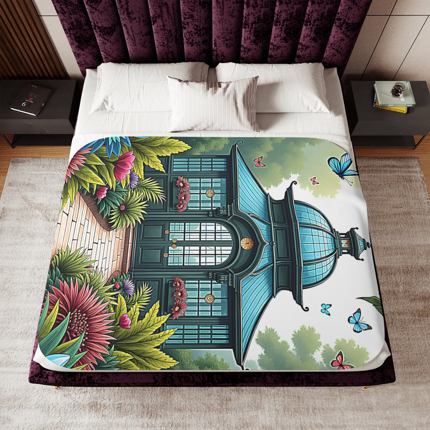 Blanket Colorful Graphic Design - Butterflies and Pavilion