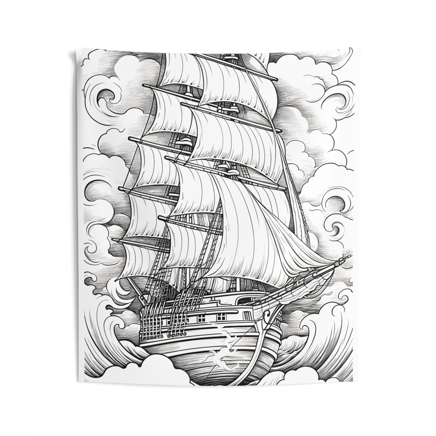 Indoor Wall Tapestries Coloring Kit with 10 Fabric Markers - Sailing Ship