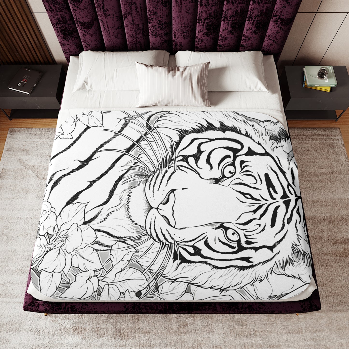 Blanket Coloring Kit with 10 Fabric Markers - Tiger in Jungle