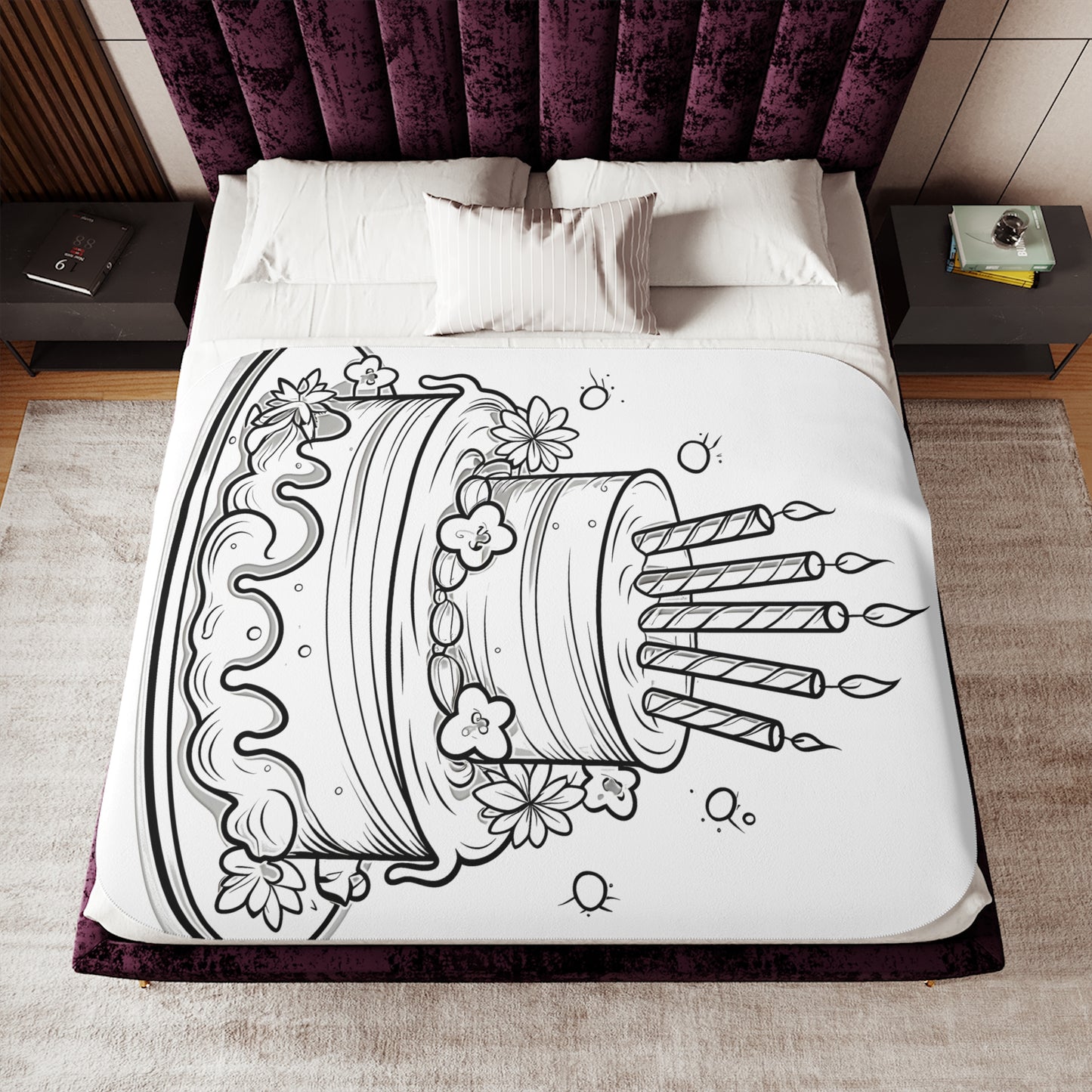 Blanket Coloring Kit with 10 Fabric Markers - Birthday Cake